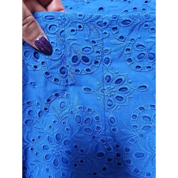 Talbots A-Line Skirt Women's Eyelet Royal Blue Sz 6 NWT cotton lined $109 32x20 - Picture 11 of 14